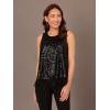 image:imageAdrianna Papell Womens Sleeveless Sequin Top W Feather Trim HemBlack