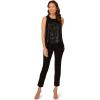 image:imageAdrianna Papell Womens Sleeveless Sequin Top W Feather Trim HemBlack