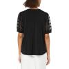 image:imageAdrianna Papell Womens Solid Knit VNeck Clip Dot Chiffon TopBlack