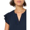 image:imageAdrianna Papell Womens Solid Short Ruffle Sleeve Popover BlouseBlue Moon