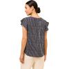 image:imageAdrianna Papell Womens Solid Short Ruffle Sleeve Popover BlouseNavy Ripple Stripe