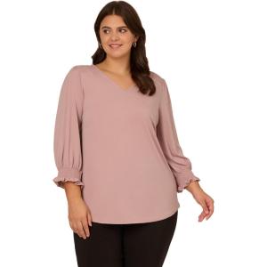 image:imageAdrianna Papell Womens 34 Smocked Sleeve Solid TopBark