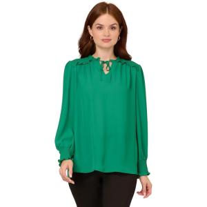 image:imageAdrianna Papell Womens Aed Ruffle Tie TopEmerald