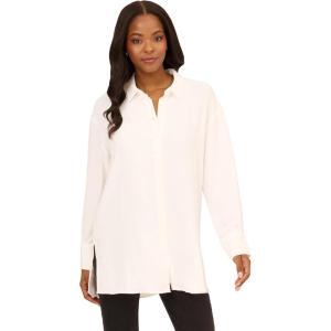 image:imageAdrianna Papell Womens Airflow Woven Button Down Top WSide SlitsIvory