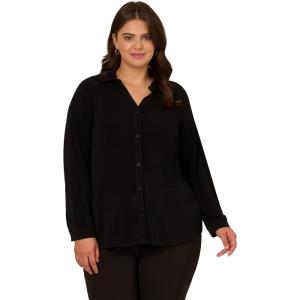 image:imageAdrianna Papell Womens Knit Button Front VNeckBlack