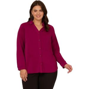 image:imageAdrianna Papell Womens Knit Button Front VNeckMagenta Purple