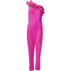 image:imageAdrianna Papell Womens Ruffle Crepe Jumpsuit Brilliant Fuchsia 12 US