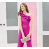 image:imageAdrianna Papell Womens Ruffle Crepe Jumpsuit Brilliant Fuchsia 12 US