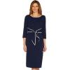 image:imageAdrianna Papell Tipped Crepe Tie DressNavy SateenIvory