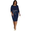 image:imageAdrianna Papell Tipped Crepe Tie DressNavy SateenIvory