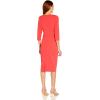 image:imageAdrianna Papell Womens Bow Sheath Dress with Three Quarter SleevesVibrant Coral
