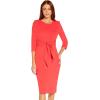 image:imageAdrianna Papell Womens Bow Sheath Dress with Three Quarter SleevesVibrant Coral
