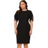 image:imageAdrianna Papell Womens Knit Crepe Pearl Midi Dress  Knee Length Cocktail Dress with Pearl Trim amp Tailored FitBlack