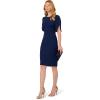 image:imageAdrianna Papell Womens Knit Crepe Pearl Midi Dress  Knee Length Cocktail Dress with Pearl Trim amp Tailored FitNavy Sateen