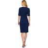 image:imageAdrianna Papell Womens Knit Crepe Pearl Midi Dress  Knee Length Cocktail Dress with Pearl Trim amp Tailored FitNavy Sateen