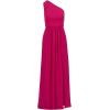 image:imageAdrianna Papell Womens One Shoulder Chiffon Gown  Long Evening Gown with Pleated Skirt Fitted Bodice amp Side Leg Slit Bright Magenta 6