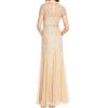 image:imageAdrianna Papell Womens ShortSleeve Grid Beaded GownChampagne