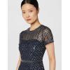image:imageAdrianna Papell Womens ShortSleeve Grid Beaded GownNavy
