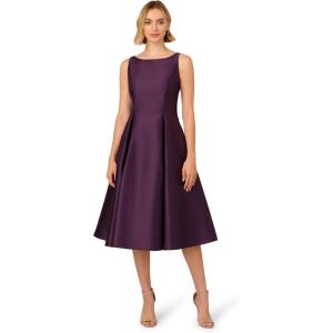 image:imageAdrianna Papell Luxe Plum VBack Sleeveless Fit And Flare Midi Dress