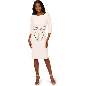 image:imageAdrianna Papell Tipped Crepe Tie DressIvoryBlack