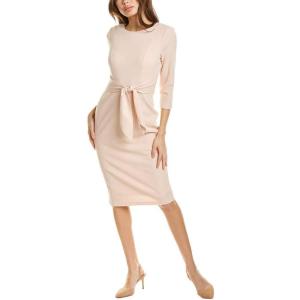 image:imageAdrianna Papell Womens Bow Sheath Dress with Three Quarter SleevesBlush