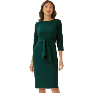 image:imageAdrianna Papell Womens Bow Sheath Dress with Three Quarter SleevesHunter