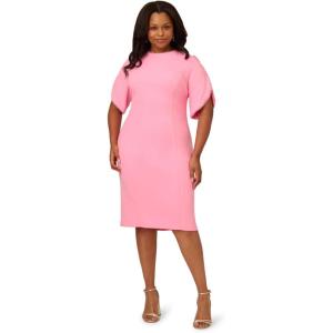 image:imageAdrianna Papell Womens Knit Crepe Pearl Midi Dress  Knee Length Cocktail Dress with Pearl Trim amp Tailored FitCherry Blossom