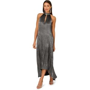 image:imageAdrianna Papell Womens Pleated Metallic Ankle DressGunmetalBlack