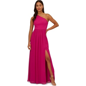 image:imageAdrianna Papell One Shoulder Chiffon GownBright Magenta