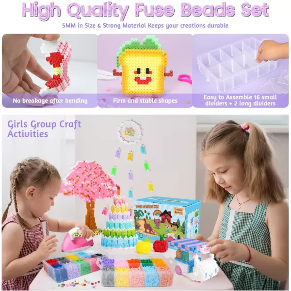 Meland Fuse Beads with Mini Iron  24000pcs Beads for Crafts for Girls Age 312 Year Old 24 Color 5MM Melty Beads Set with Mini Iron Art  Craft Kit for Girls Gift Idea for Birthday Christmas24000PCS with Iron