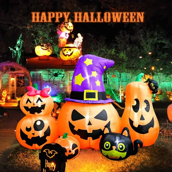 Meland Halloween Inflatables Outdoor Decorations 6 FT Skeleton Puppy Halloween Blow Up Yard Decorations Inflatable Halloween Decorations for Yard Lawn8FT Halloween Pumpkins