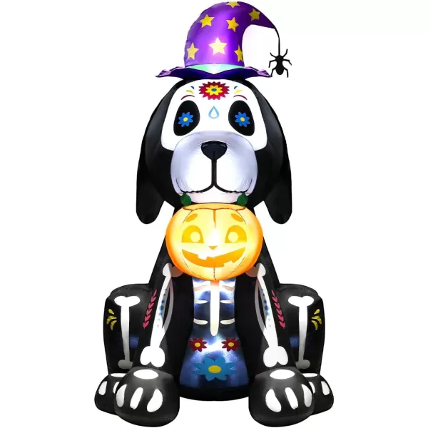 Meland Halloween Inflatables Outdoor Decorations 6 FT Skeleton Puppy Halloween Blow Up Yard Decorations Inflatable Halloween Decorations for Yard Lawn6FT Halloween Puppy