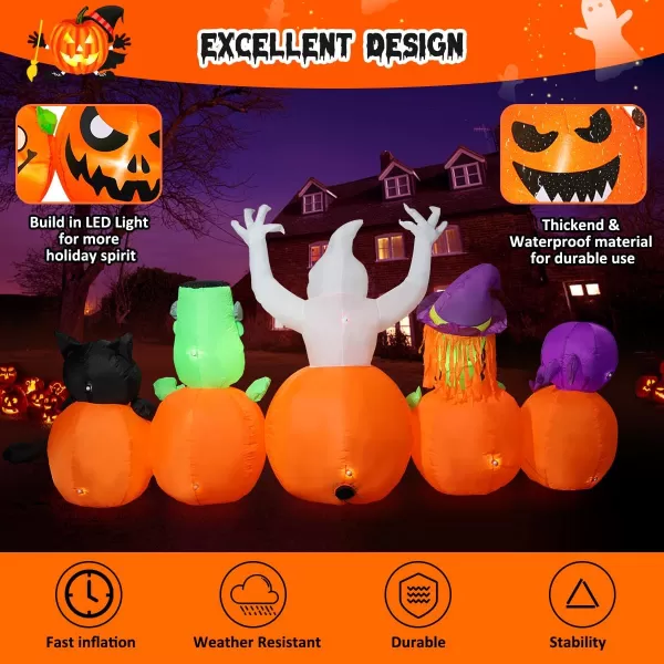 Meland Halloween Inflatables Outdoor Decorations 8 FT Long Halloween Blow Up Yard Decorations Inflatable Pumpkin Blow UpMeland Halloween Inflatables Outdoor Decorations 8 FT Long Halloween Blow Up Yard Decorations Inflatable Pumpkin Blow Up