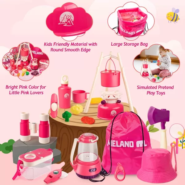 Meland Kids Camping Set with Tent  Toddler Toys for Girls Pretend Play with Campfire  Camping Toys Christmas Birthday Gift for Girls Age 3456 Year OldPurplePink