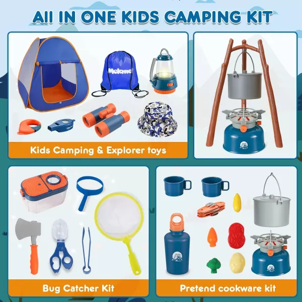 Meland Kids Camping Set with Tent  Toddler Toys for Girls Pretend Play with Campfire  Camping Toys Christmas Birthday Gift for Girls Age 3456 Year OldPurpleBlue