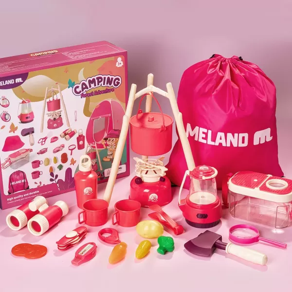 Meland Kids Camping Set with Tent  Toddler Toys for Girls Pretend Play with Campfire  Camping Toys Christmas Birthday Gift for Girls Age 3456 Year OldPurplePink