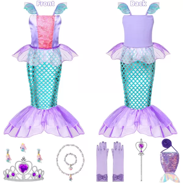 Meland Mermaid Dress for Girls  Little Mermaid Costume for Girls with Bag Princess Dresses for Girls 38 Birthday GiftMeland Mermaid Dress for Girls  Little Mermaid Costume for Girls with Bag Princess Dresses for Girls 38 Birthday Gift