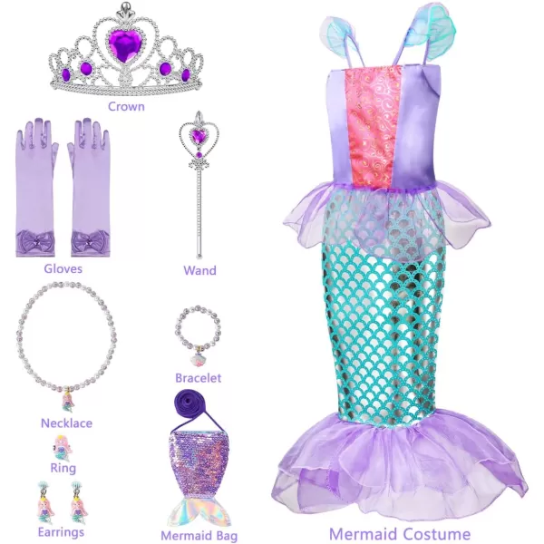 Meland Mermaid Dress for Girls  Little Mermaid Costume for Girls with Bag Princess Dresses for Girls 38 Birthday GiftMeland Mermaid Dress for Girls  Little Mermaid Costume for Girls with Bag Princess Dresses for Girls 38 Birthday Gift