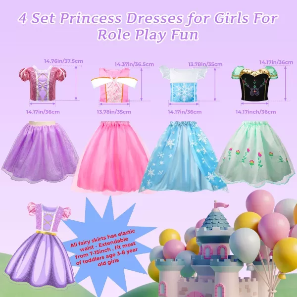 Meland Princess Dress Up  Princess Dress for Girls with Princess Toys Christmas Birthday Gift for Toddler Girls Age 38Purple