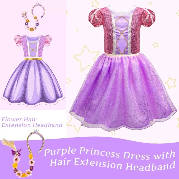 Meland Princess Dress Up  Princess Dress for Girls with Princess Toys Christmas Birthday Gift for Toddler Girls Age 38Purple