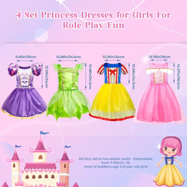 Meland Princess Dress Up  Princess Dress for Girls with Princess Toys Christmas Birthday Gift for Toddler Girls Age 38Yellow