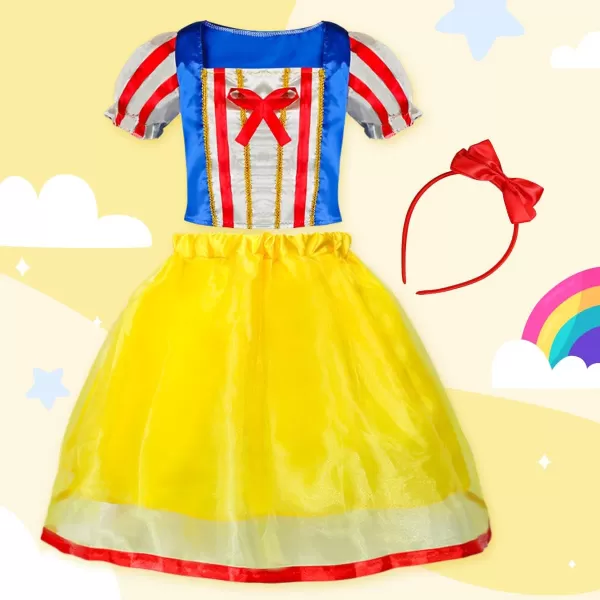 Meland Princess Dress Up  Princess Dress for Girls with Princess Toys Christmas Birthday Gift for Toddler Girls Age 38Yellow