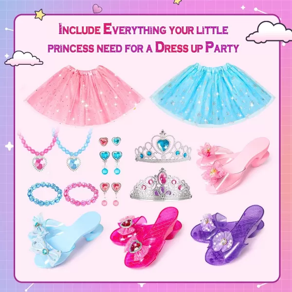 Meland Princess Dress Up for Girls 36  Princess Toys for Girls Dress up  Pretend Play Girls Gift for Birthday ChristmasPink