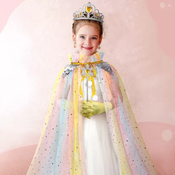 Meland Princess Dress up Clothes for Little Girl 11Pcs Princess Cape with Crown Princess Dresses for Girl 38 Birthday GiftColorful