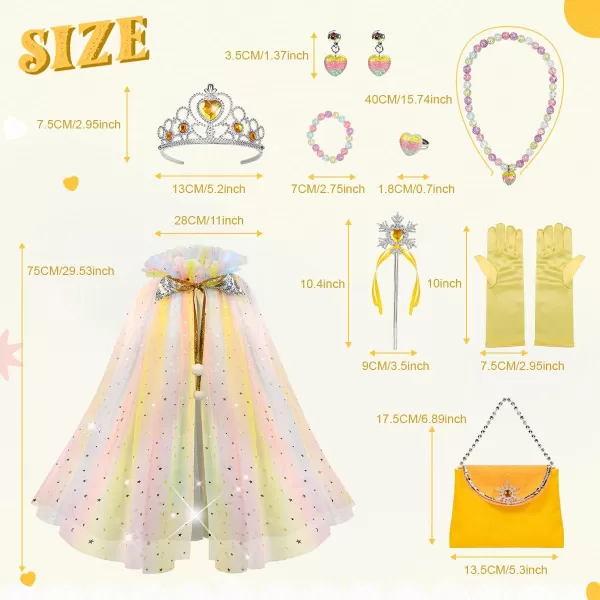 Meland Princess Dress up Clothes for Little Girl 11Pcs Princess Cape with Crown Princess Dresses for Girl 38 Birthday GiftColorful