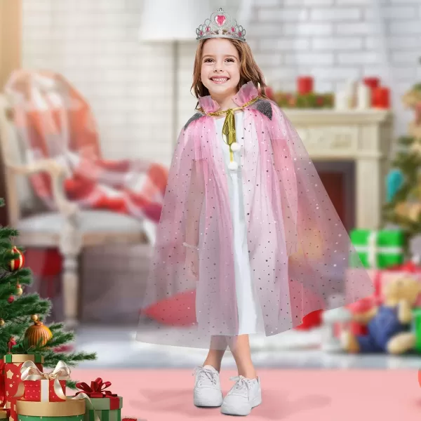 Meland Princess Dress up Clothes for Little Girl 11Pcs Princess Cape with Crown Princess Dresses for Girl 38 Birthday GiftPink