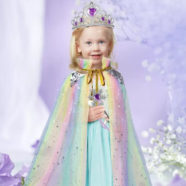 Meland Princess Dress up Clothes for Little Girl 11Pcs Princess Cape with Crown Princess Dresses for Girl 38 Birthday GiftPurple