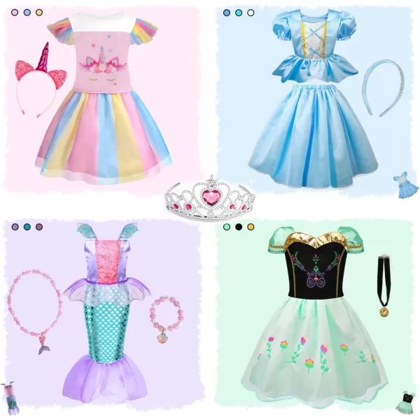 Meland Princess Dresses for Girls  Dress up Clothes for Little Girls  Princess Toys Gift Girls 38 Pretend PlayMermaid