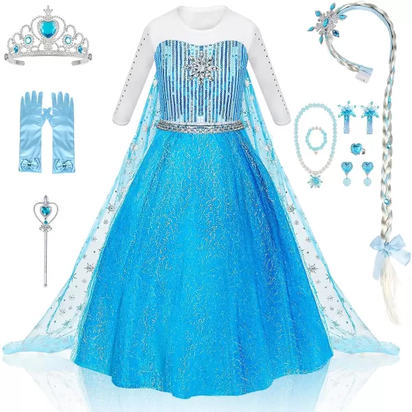 Meland Princess Dresses for Girls  Princess Costume with Long Cape for Girls Age 38 Year Old for Birthday Halloween PartyMeland Princess Dresses for Girls  Princess Costume with Long Cape for Girls Age 38 Year Old for Birthday Halloween Party