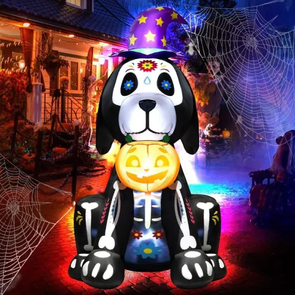 Meland Halloween Inflatables Outdoor Decorations 6 FT Skeleton Puppy Halloween Blow Up Yard Decorations Inflatable Halloween Decorations for Yard Lawn6FT Halloween Puppy